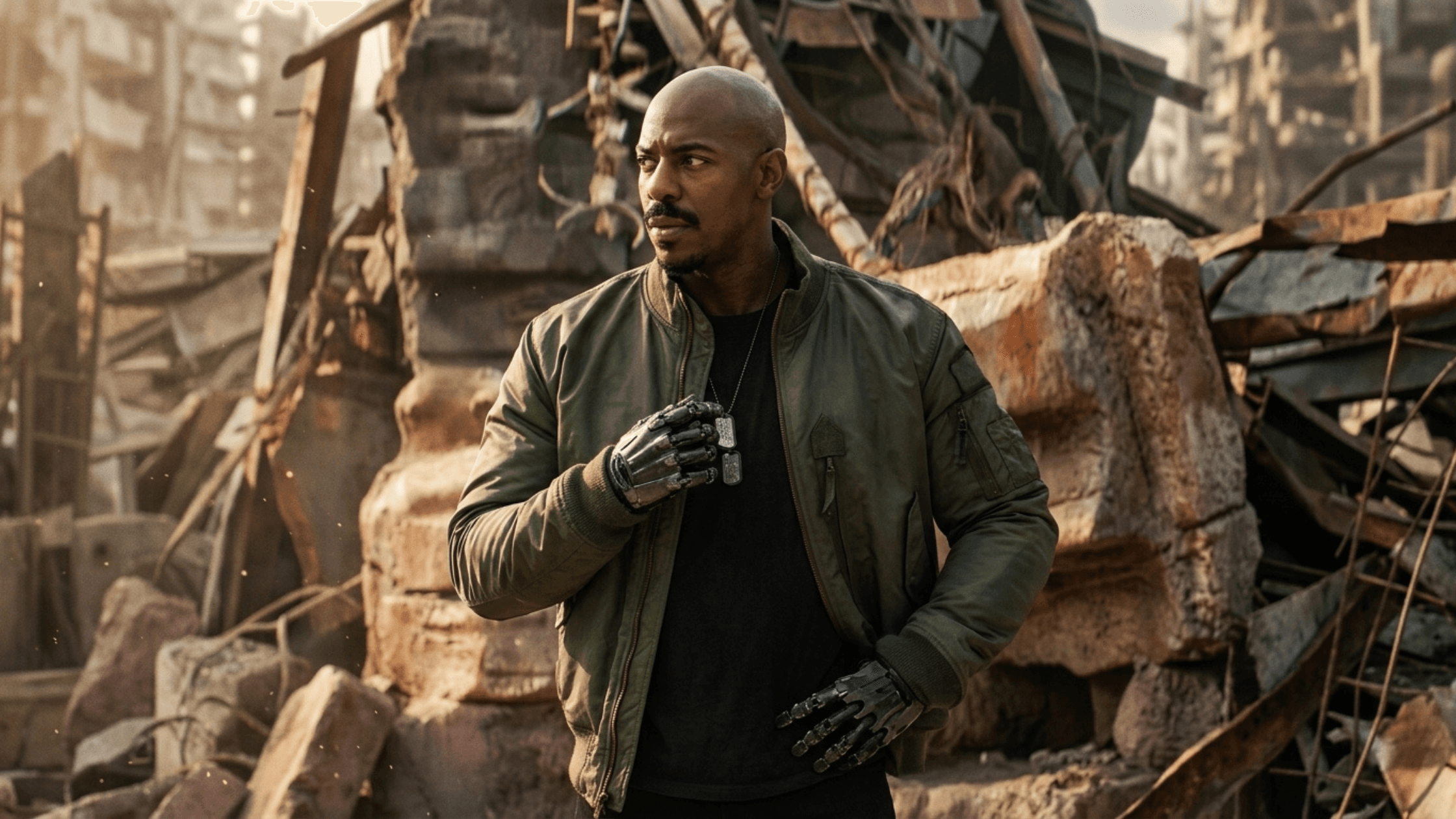 Mortal Kombat II Mehcad Brooks Green Tactical Bomber Jacket