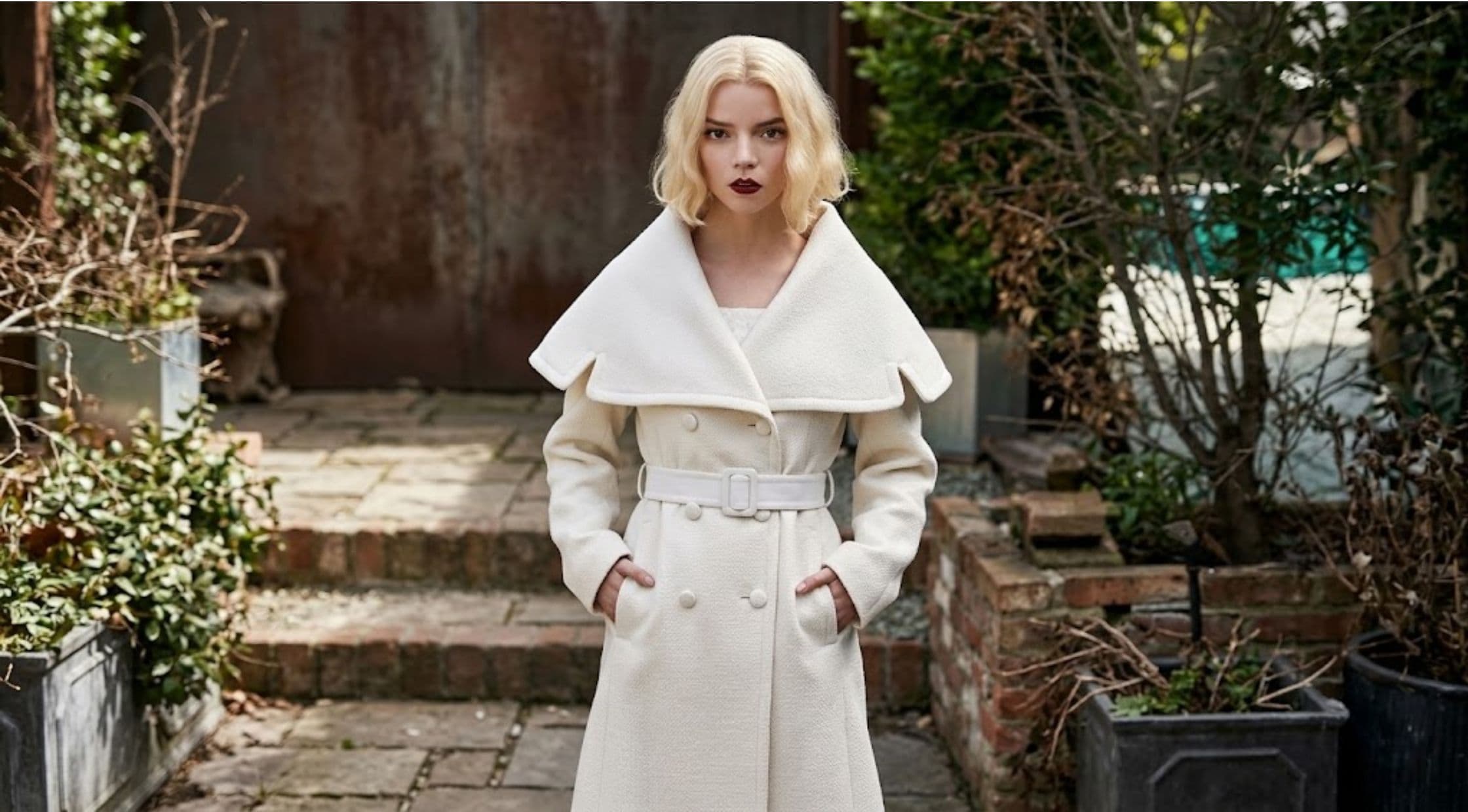 How to Style the Lucky S01 Anya Taylor-Joy White Belted Coat